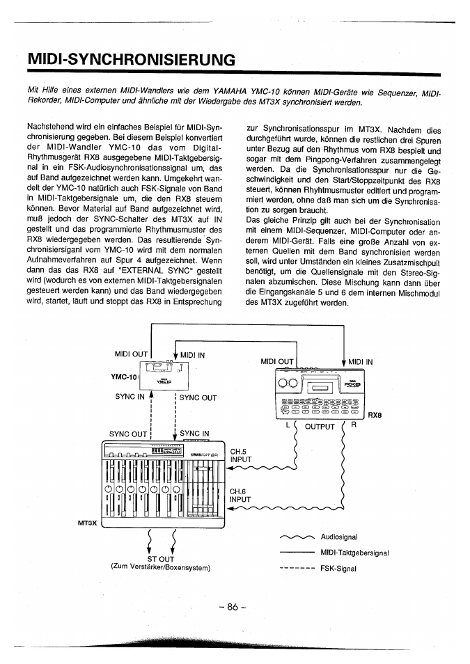 Midi-synchronisierung | Yamaha MT3X User Manual | Page 87 / 92