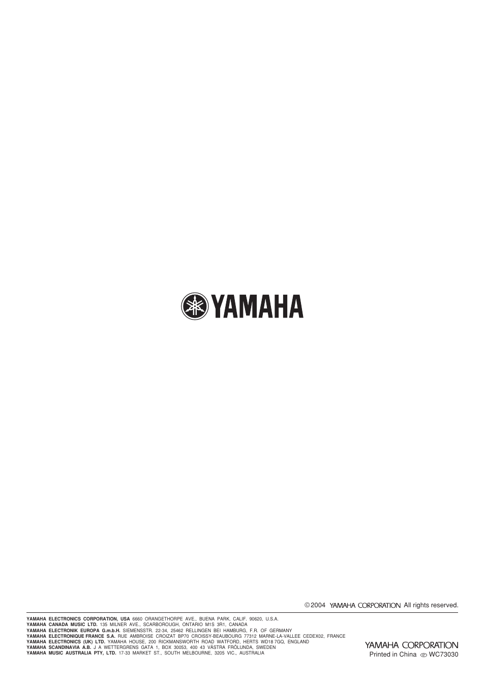 Yamaha YST-SW030 User Manual | Page 12 / 12