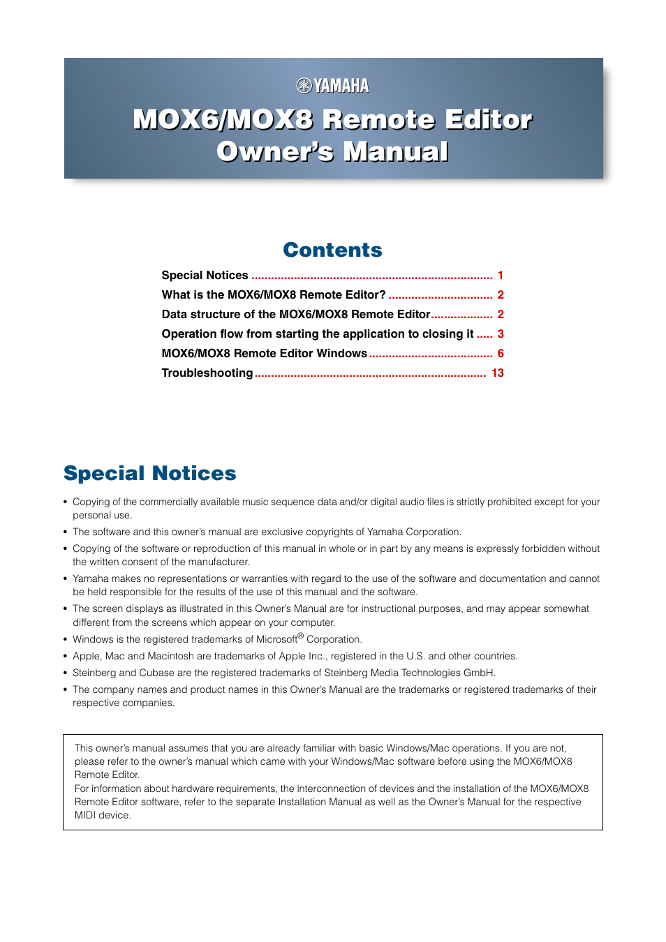 Yamaha MOX6 User Manual | 14 pages