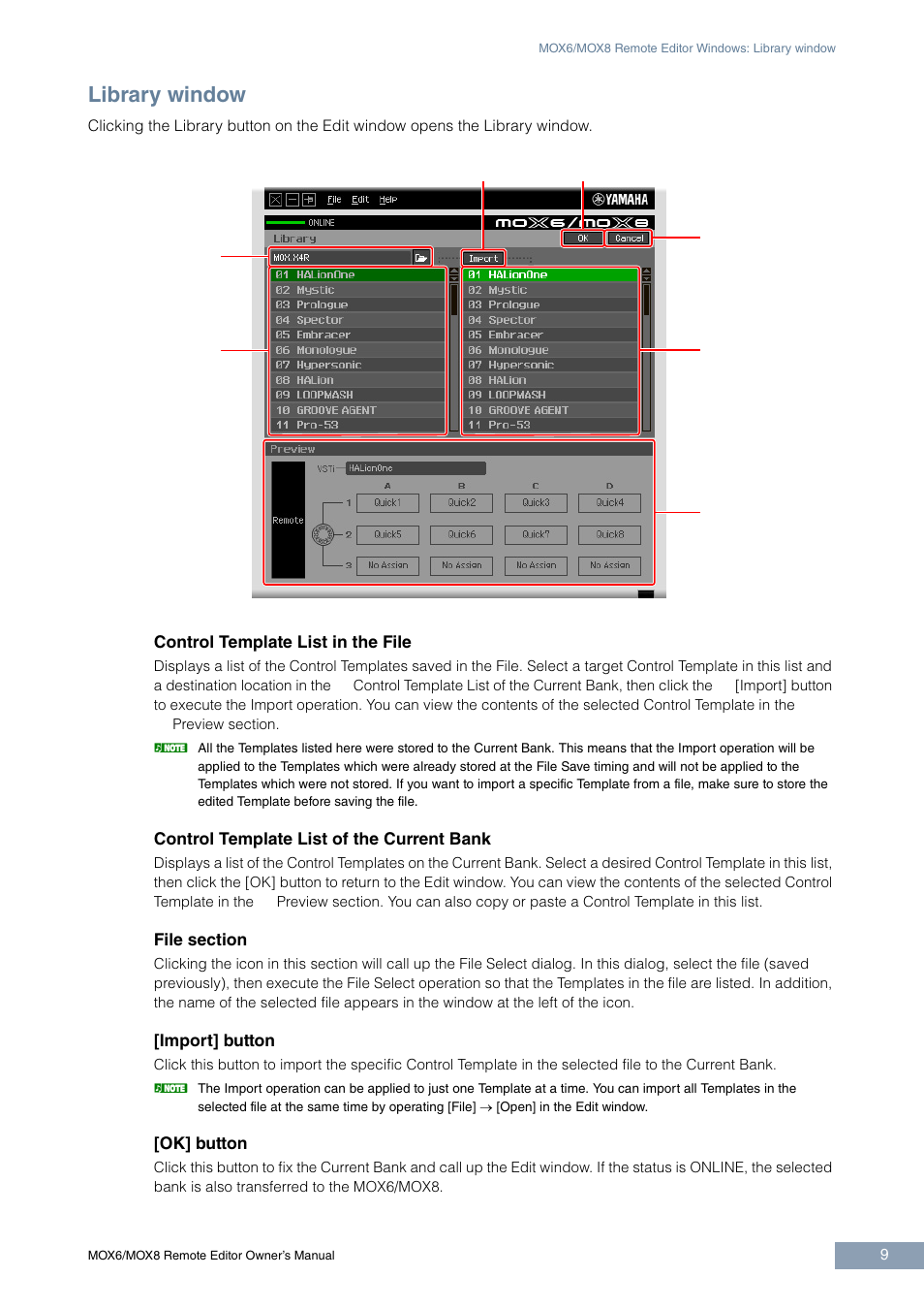 It windo, Library window | Yamaha MOX6 User Manual | Page 9 / 14