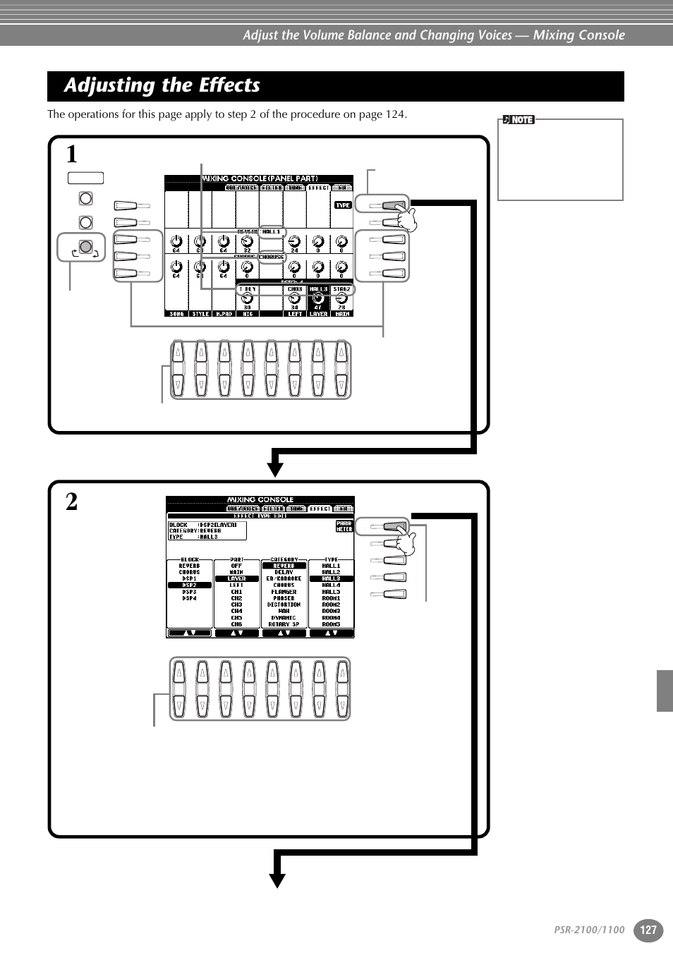 Adjusting the effects | Yamaha 1100 User Manual | Page 127 / 176