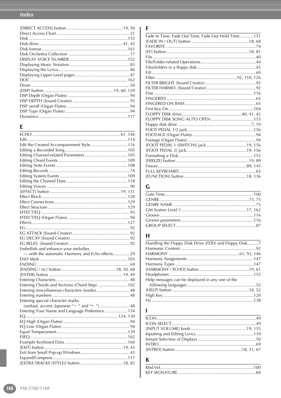 Index | Yamaha 1100 User Manual | Page 168 / 176