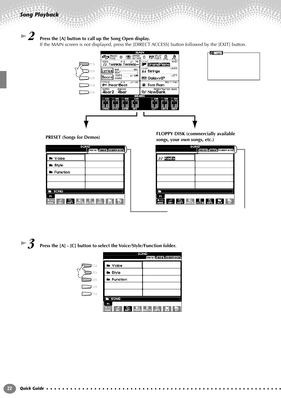 Song playback | Yamaha 1100 User Manual | Page 22 / 176