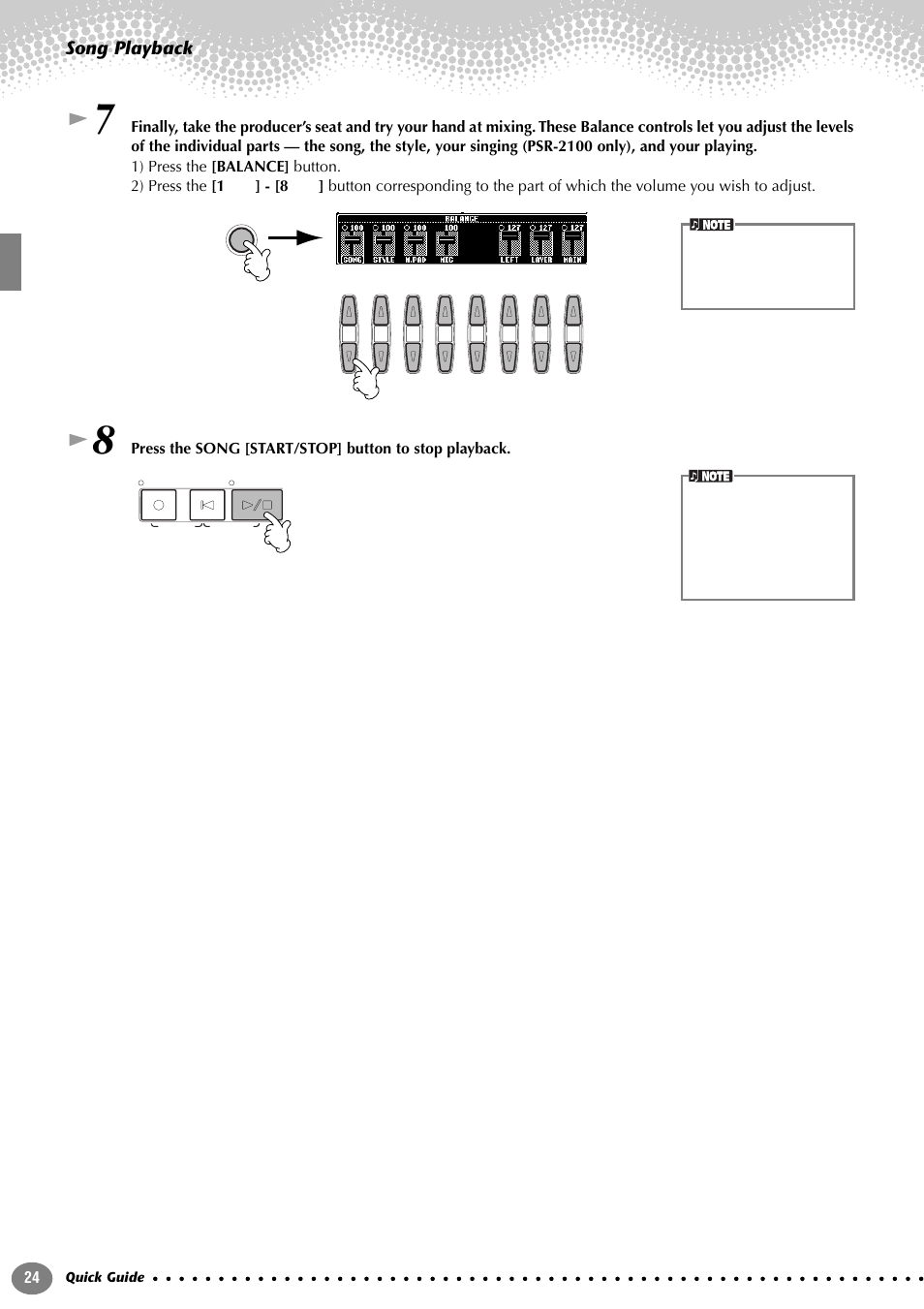 Song playback | Yamaha 1100 User Manual | Page 24 / 176