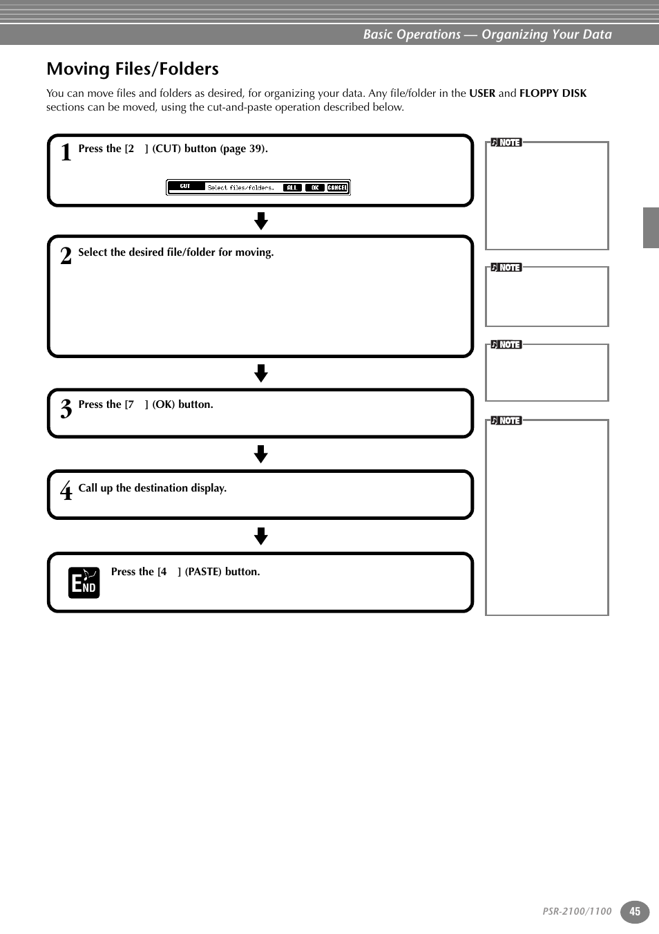 Moving files/folders | Yamaha 1100 User Manual | Page 45 / 176