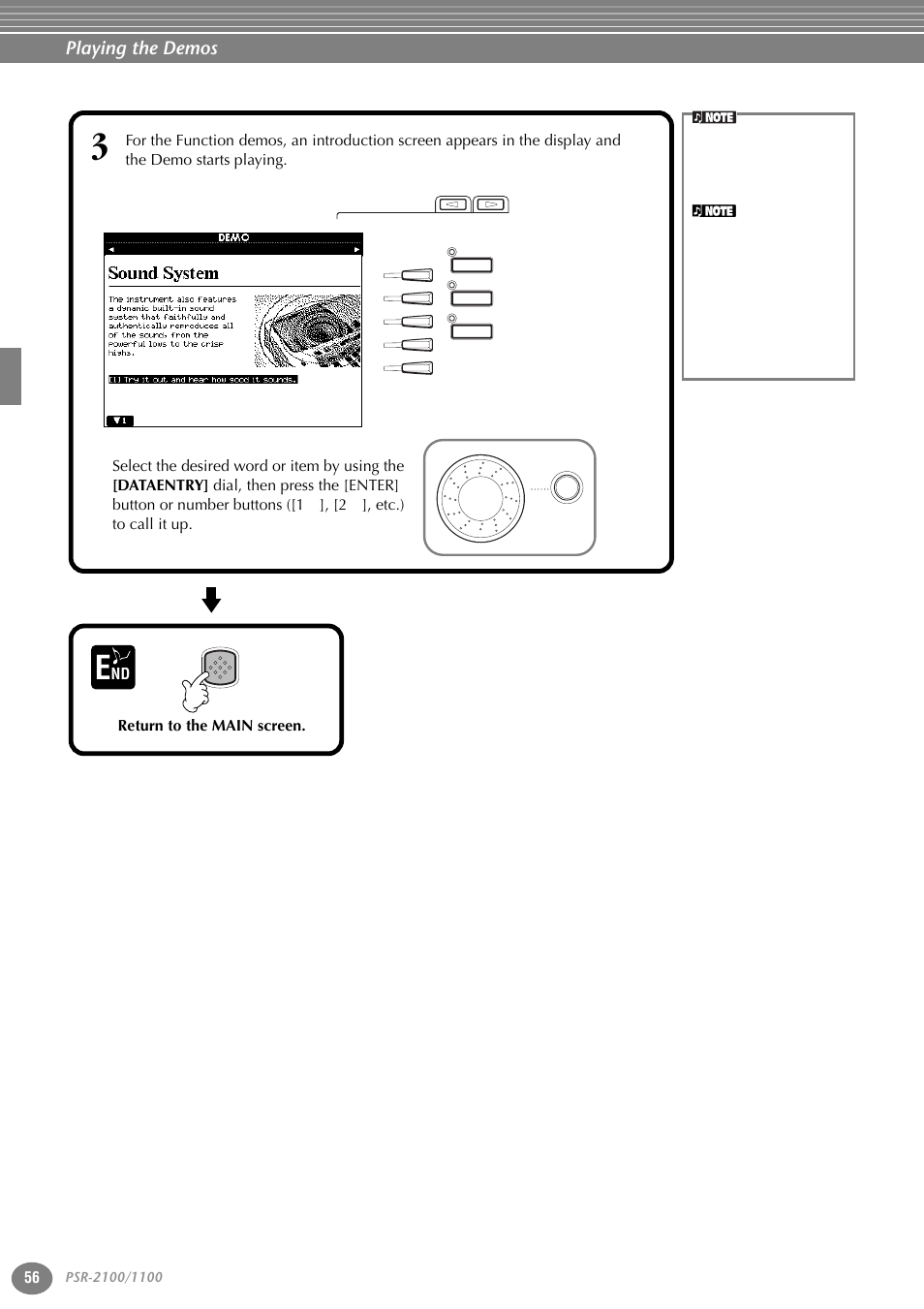 Playing the demos | Yamaha 1100 User Manual | Page 56 / 176