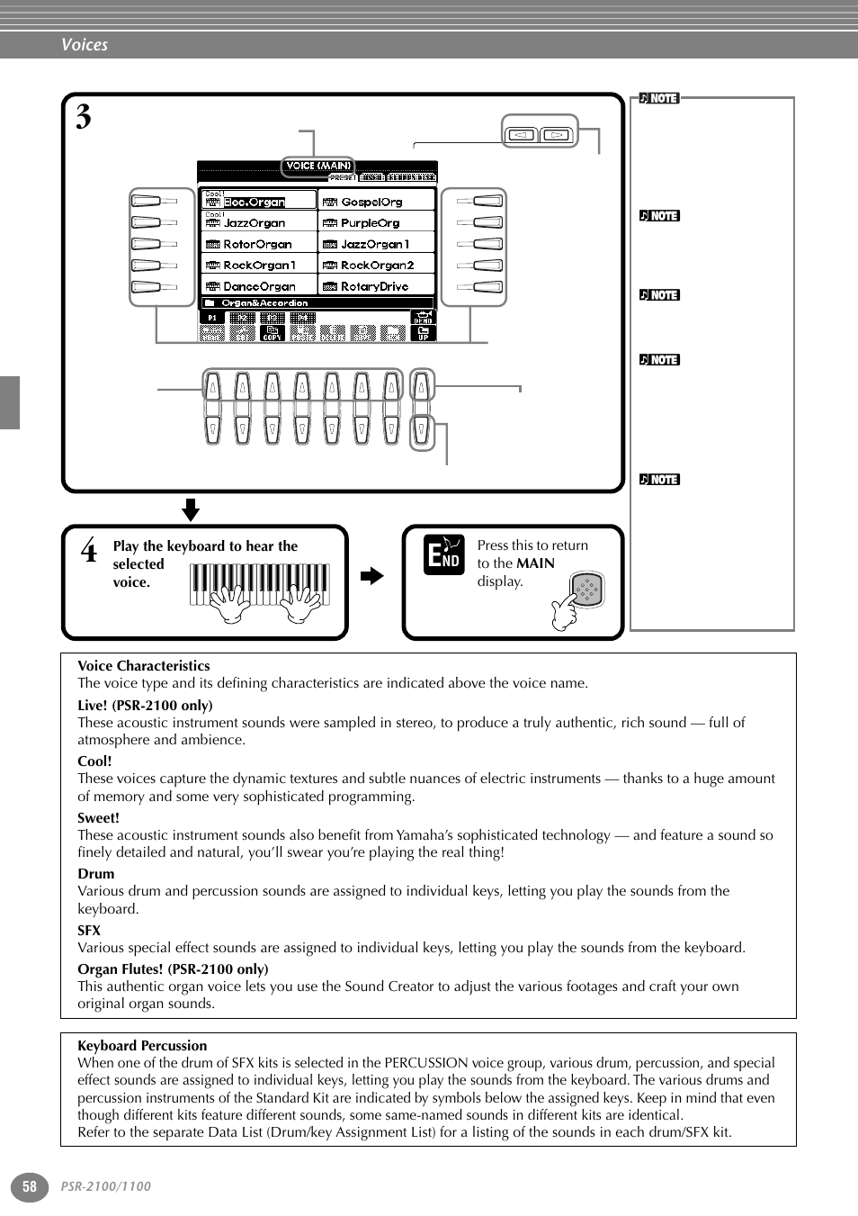 Voices | Yamaha 1100 User Manual | Page 58 / 176