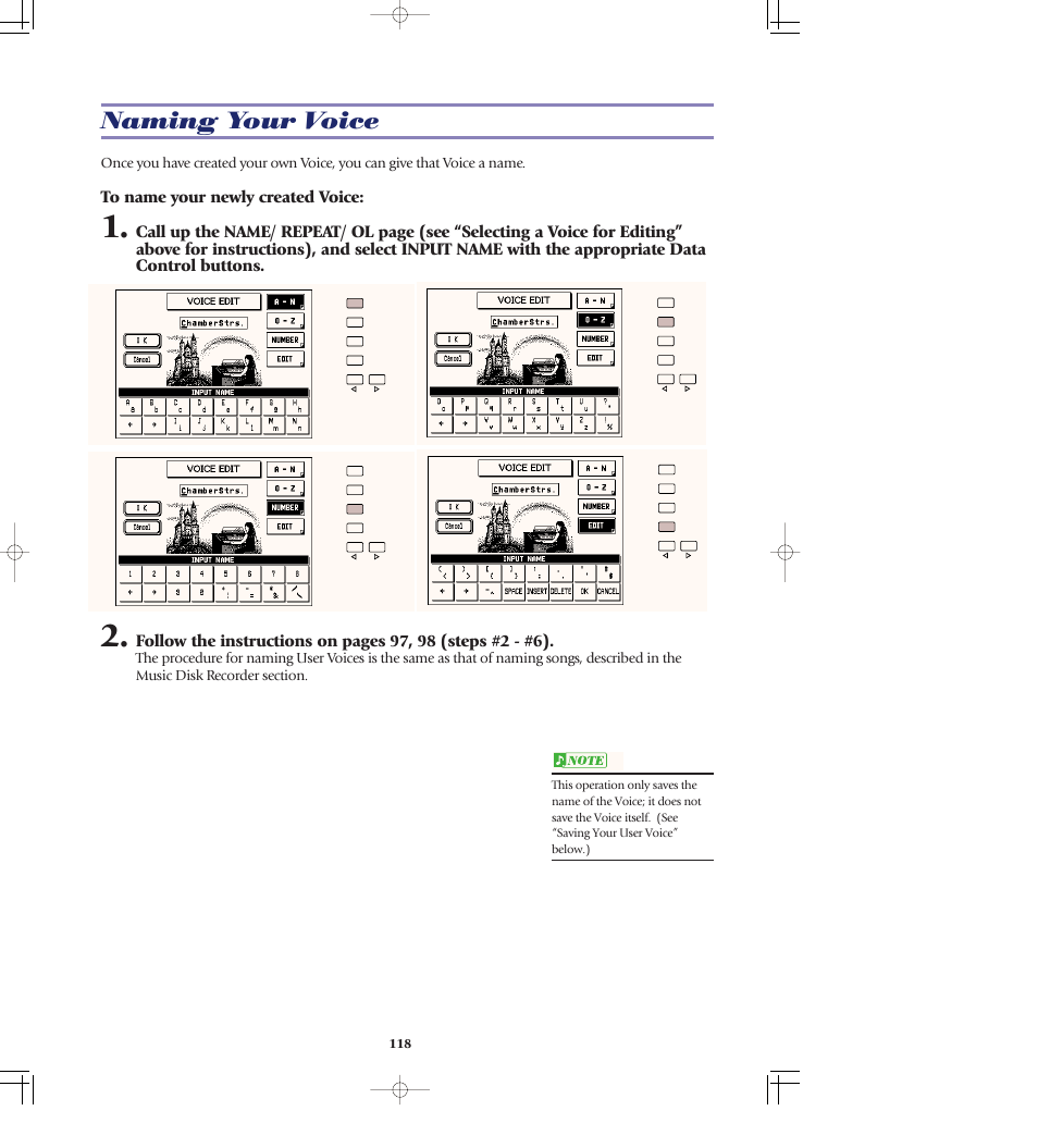 Naming your voice | Yamaha AR-80 User Manual | Page 124 / 180