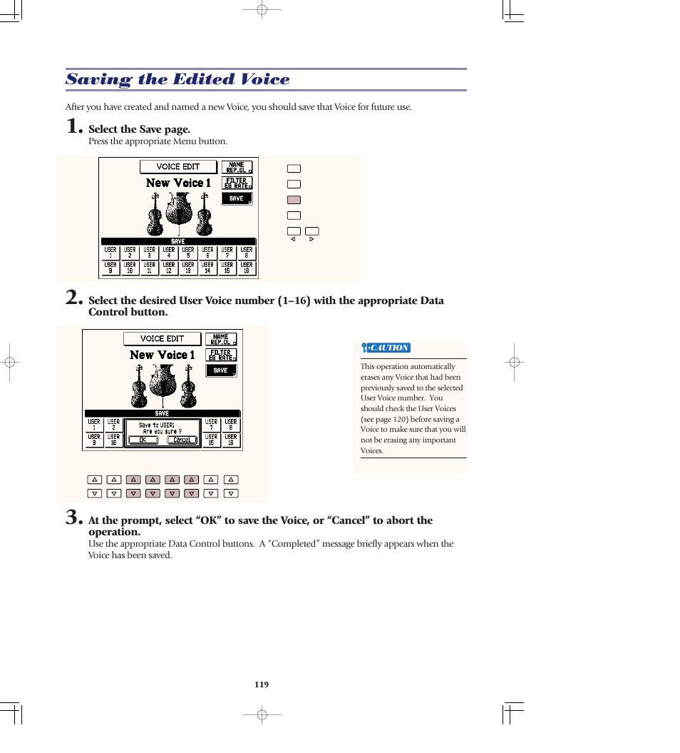 Saving the edited voice | Yamaha AR-80 User Manual | Page 125 / 180