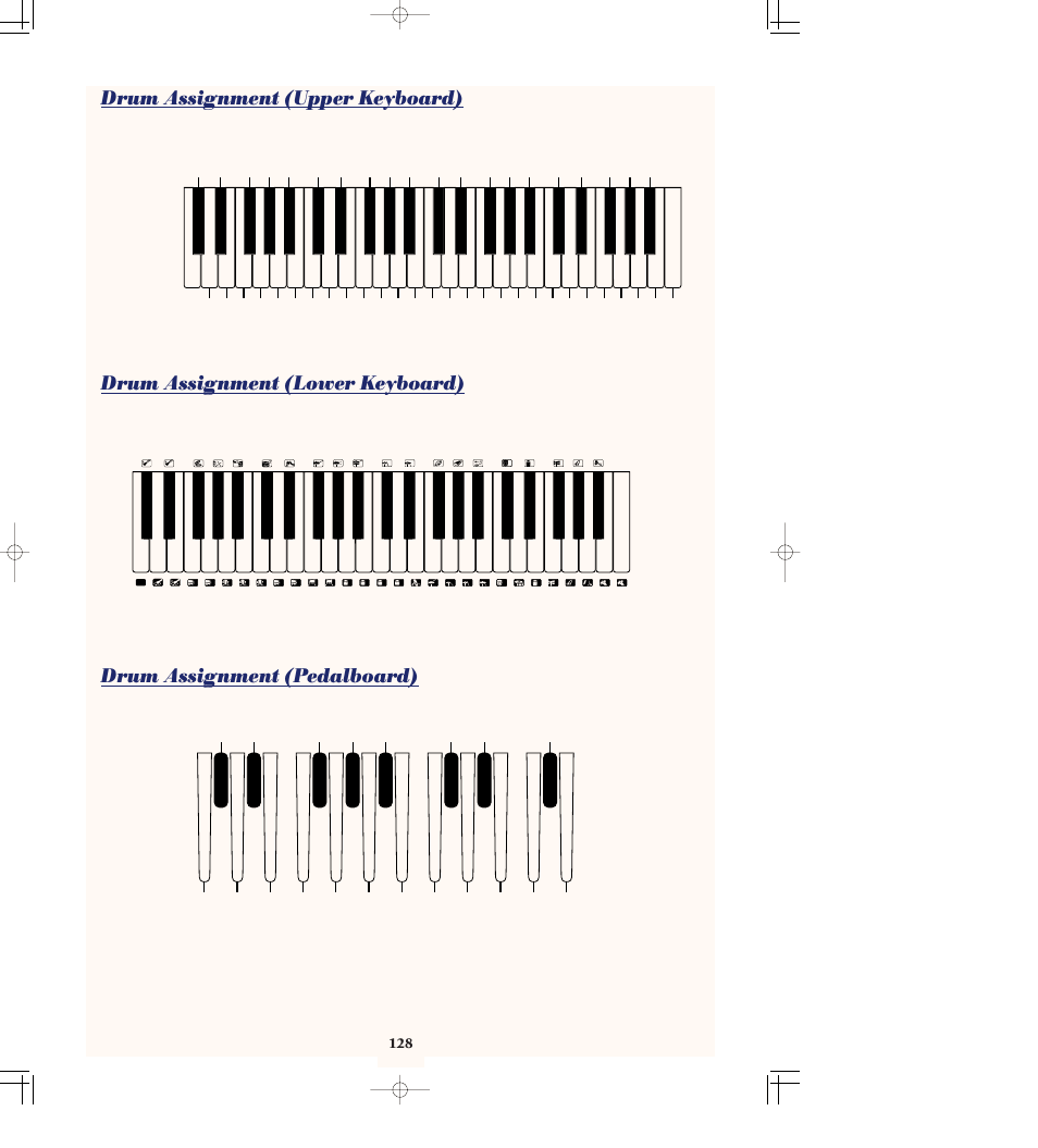 Drum assignment (upper keyboard), Drum assignment | Yamaha AR-80 User Manual | Page 134 / 180