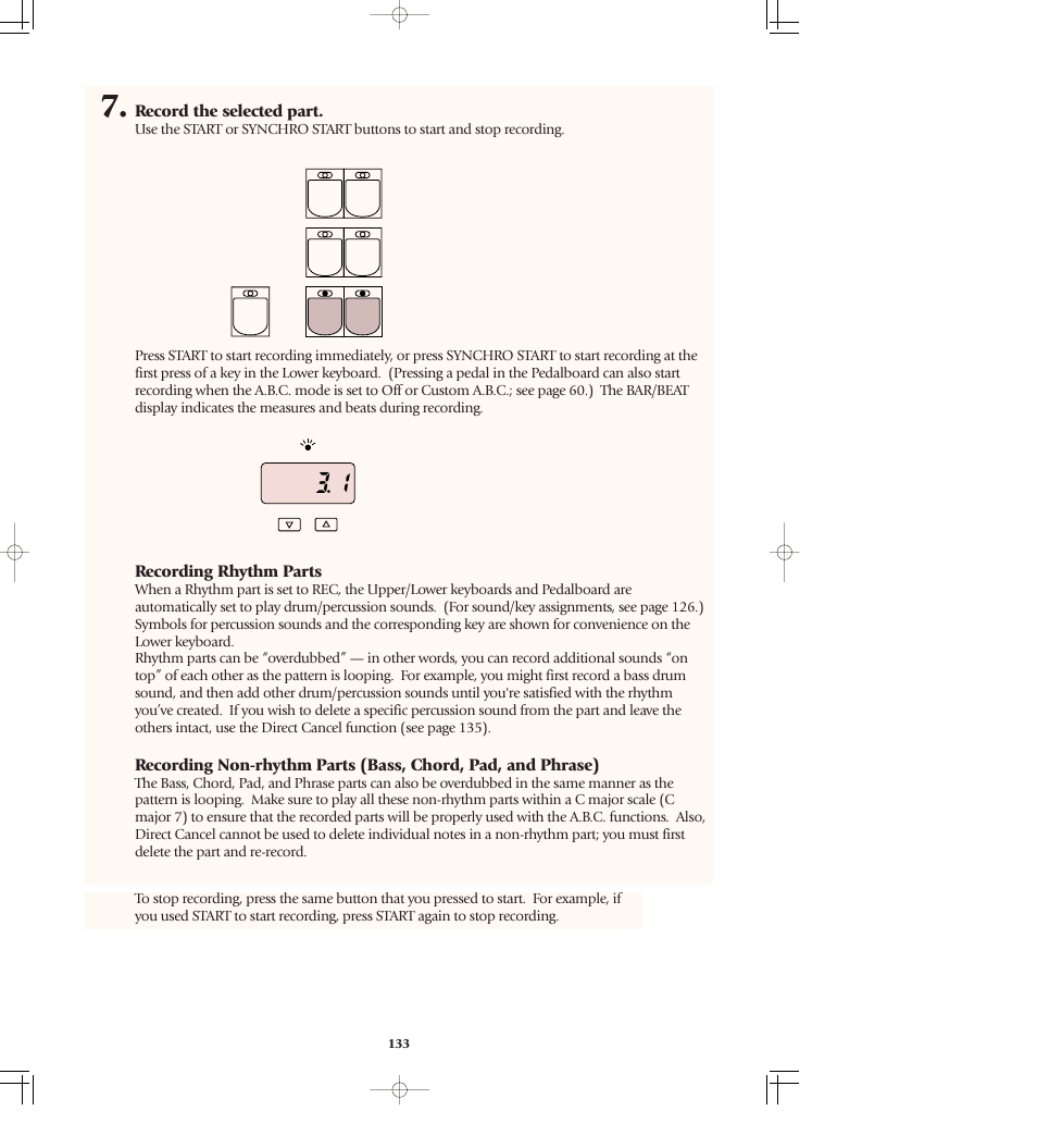 Record the selected part, Recording rhythm parts | Yamaha AR-80 User Manual | Page 139 / 180