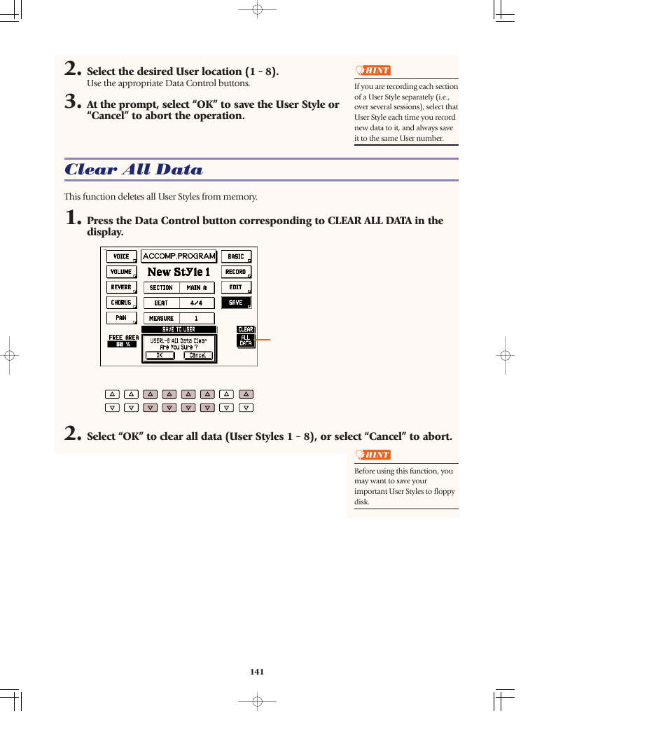 Clear all data | Yamaha AR-80 User Manual | Page 147 / 180