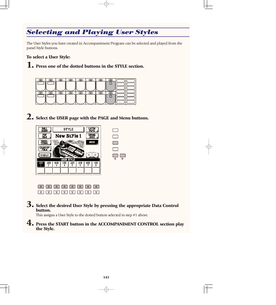 Selecting and playing user styles | Yamaha AR-80 User Manual | Page 149 / 180