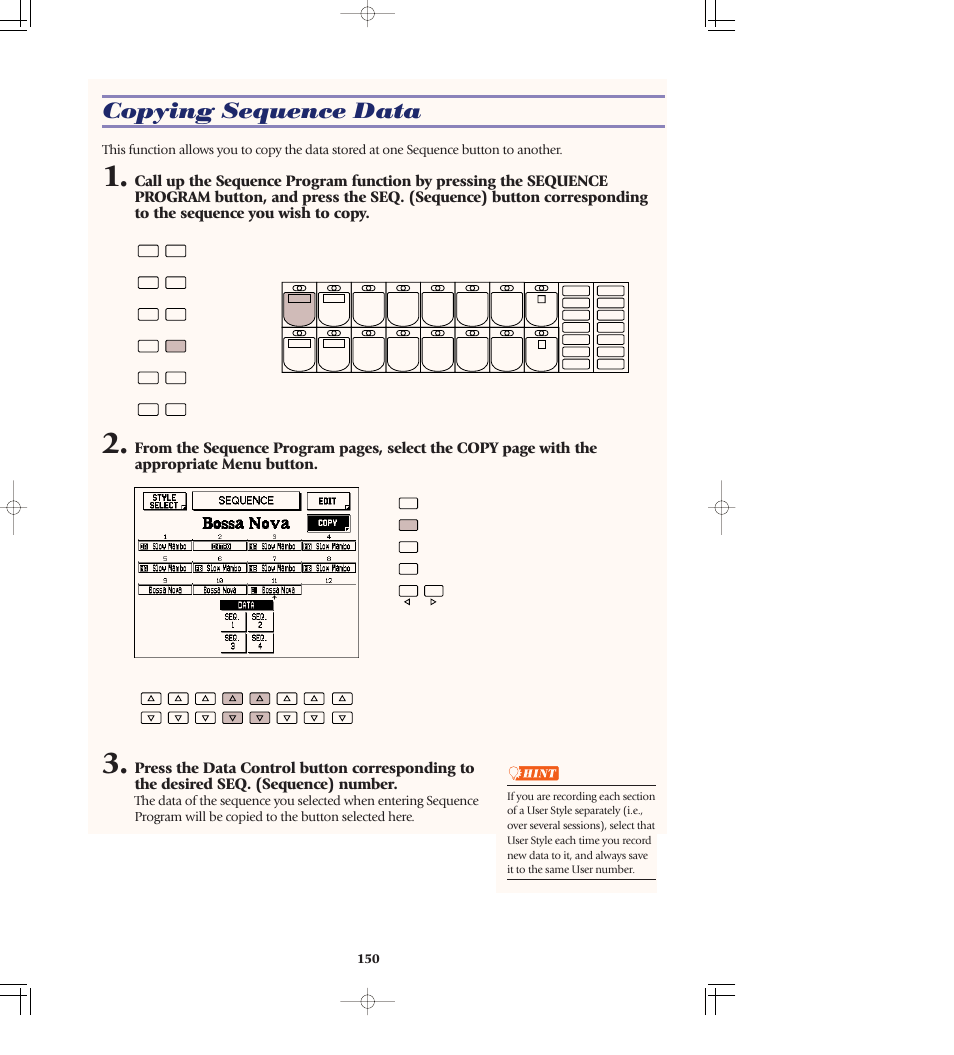 Copying sequence data | Yamaha AR-80 User Manual | Page 156 / 180