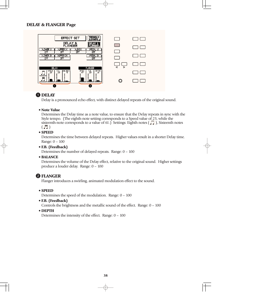 Delay & flanger page 1 delay, 2 flanger | Yamaha AR-80 User Manual | Page 44 / 180