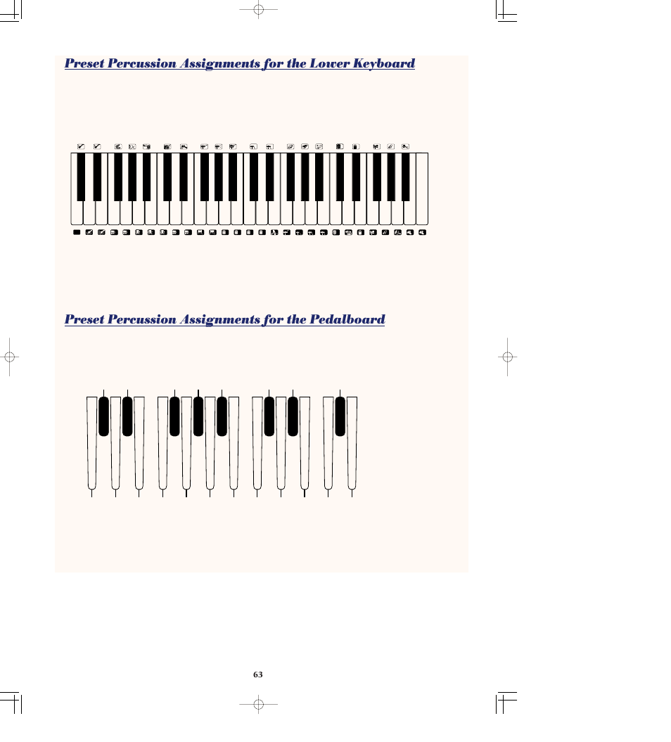 Preset percussion assignments for the pedalboard | Yamaha AR-80 User Manual | Page 69 / 180
