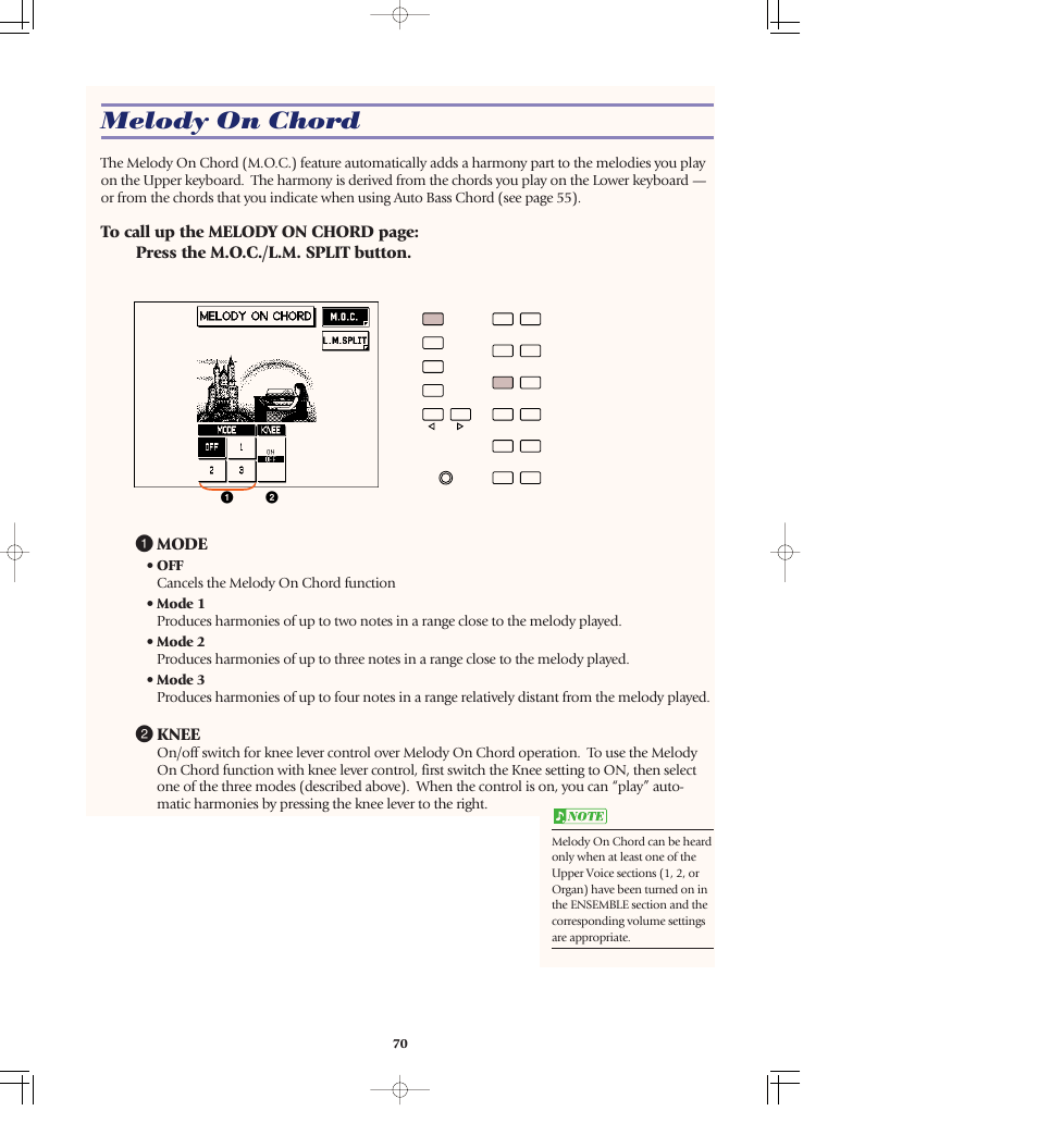 Melody on chord, 2 knee | Yamaha AR-80 User Manual | Page 76 / 180