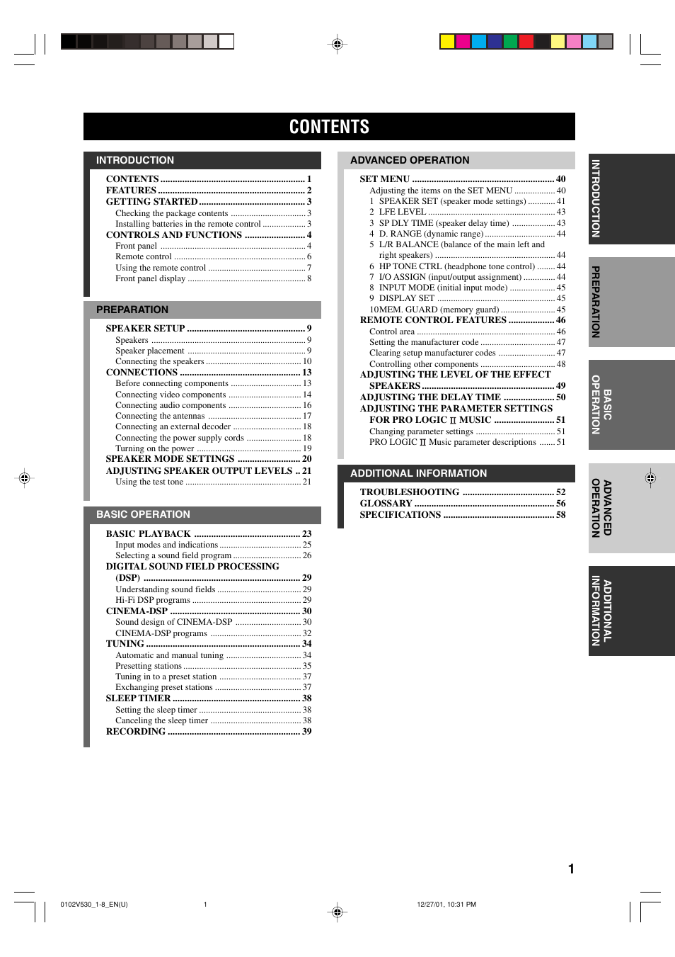 Yamaha RX-V530 User Manual | Page 5 / 67
