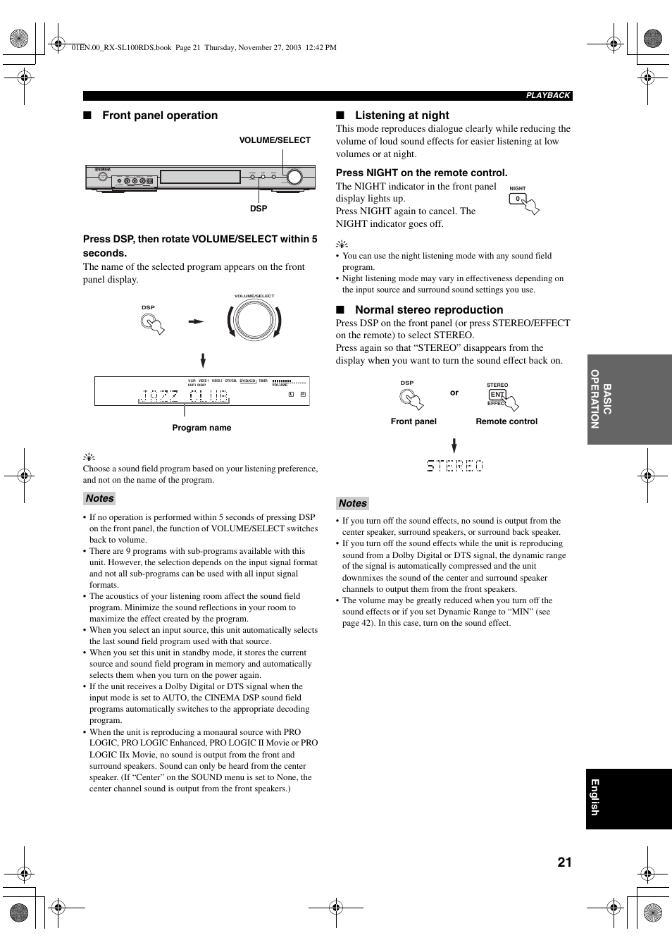 Yamaha RX-SL100RDS User Manual | Page 23 / 62