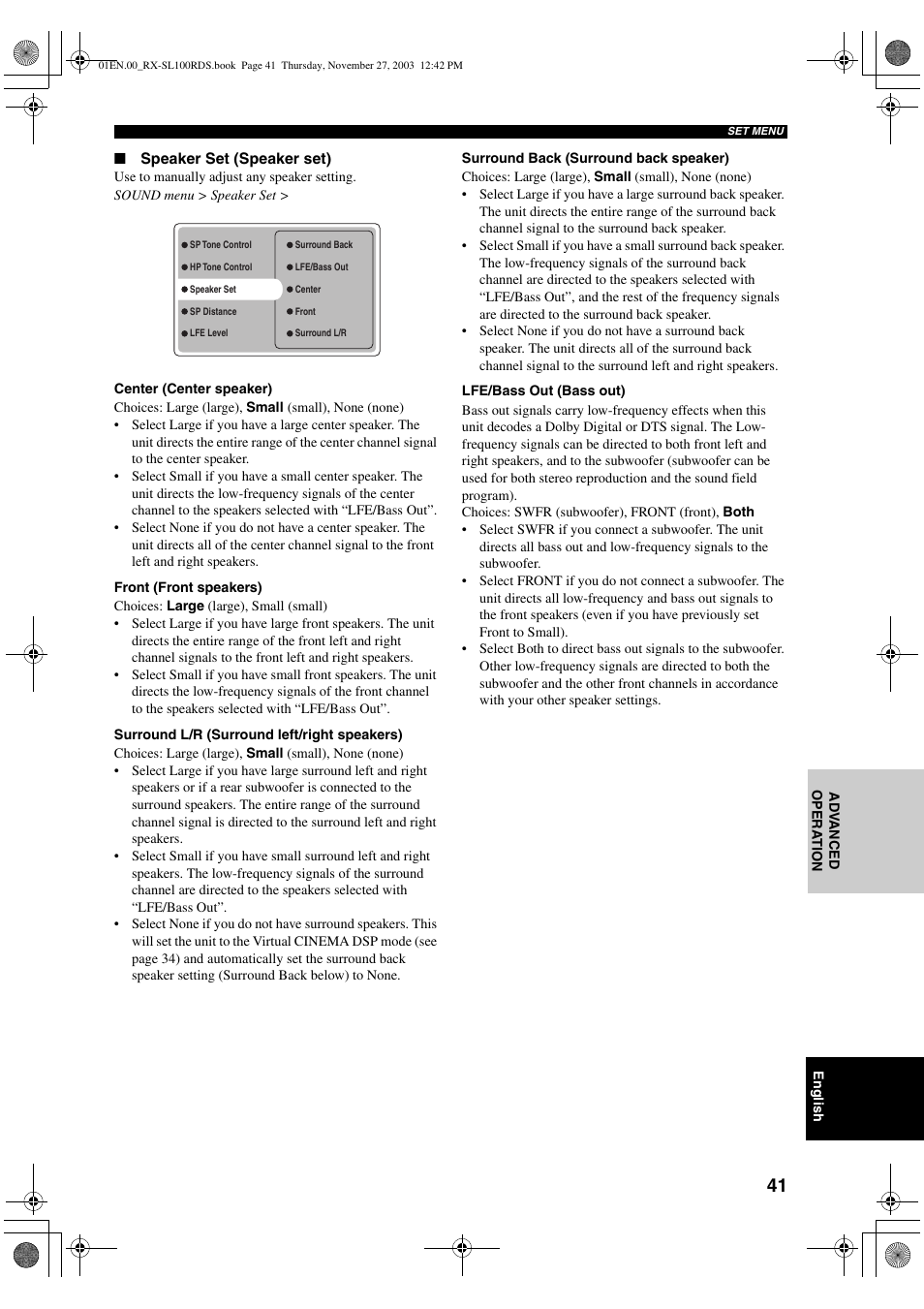 Yamaha RX-SL100RDS User Manual | Page 43 / 62