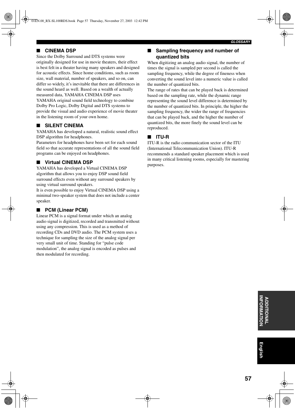 Yamaha RX-SL100RDS User Manual | Page 59 / 62