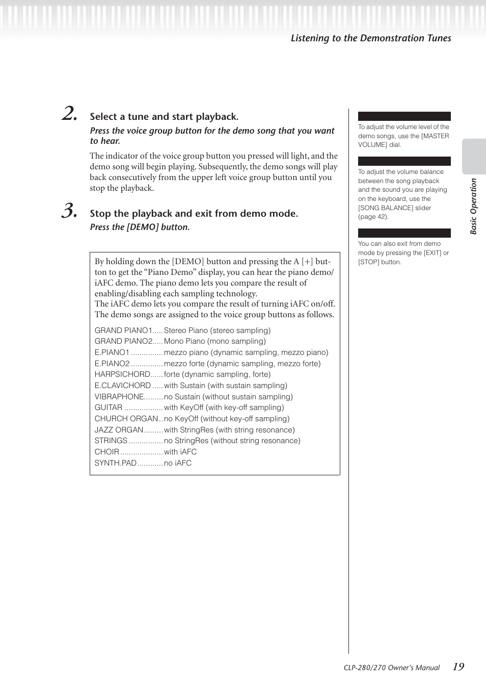 Yamaha CLP-280 User Manual | Page 19 / 124