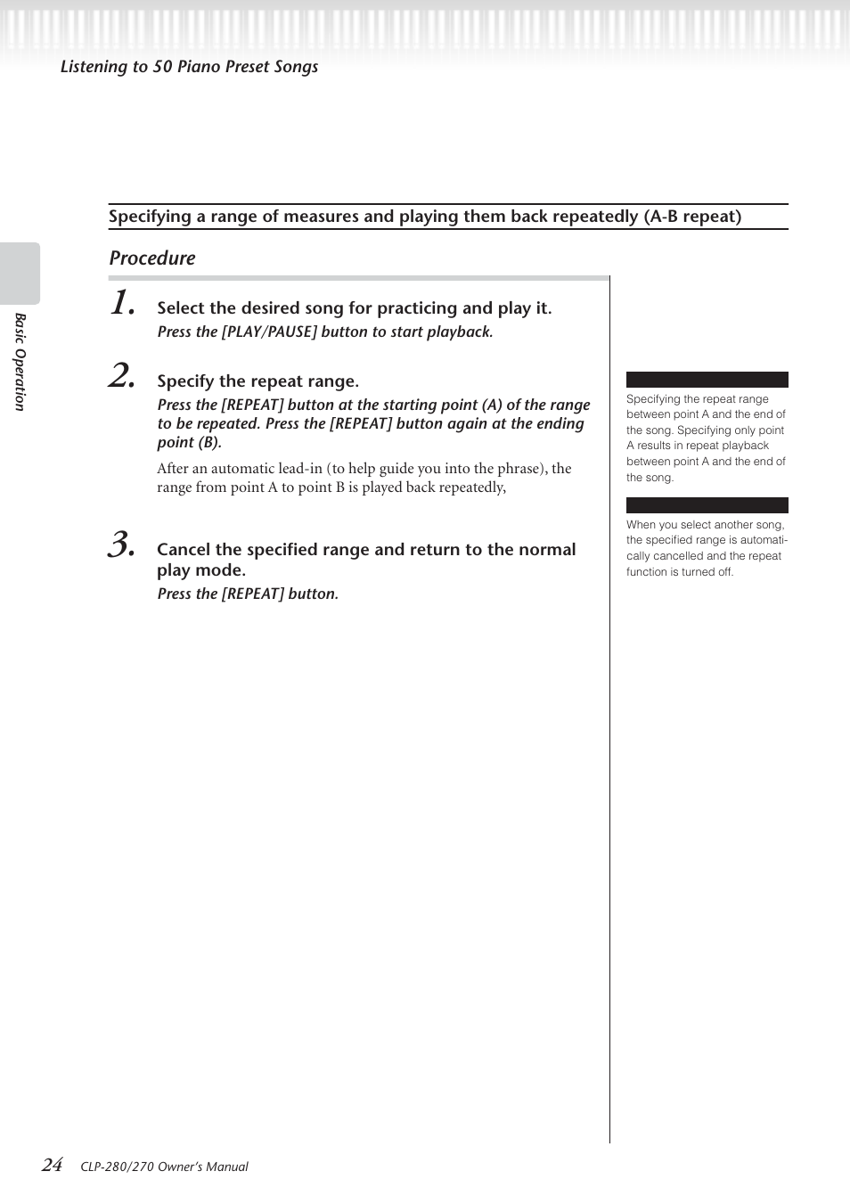 Yamaha CLP-280 User Manual | Page 24 / 124