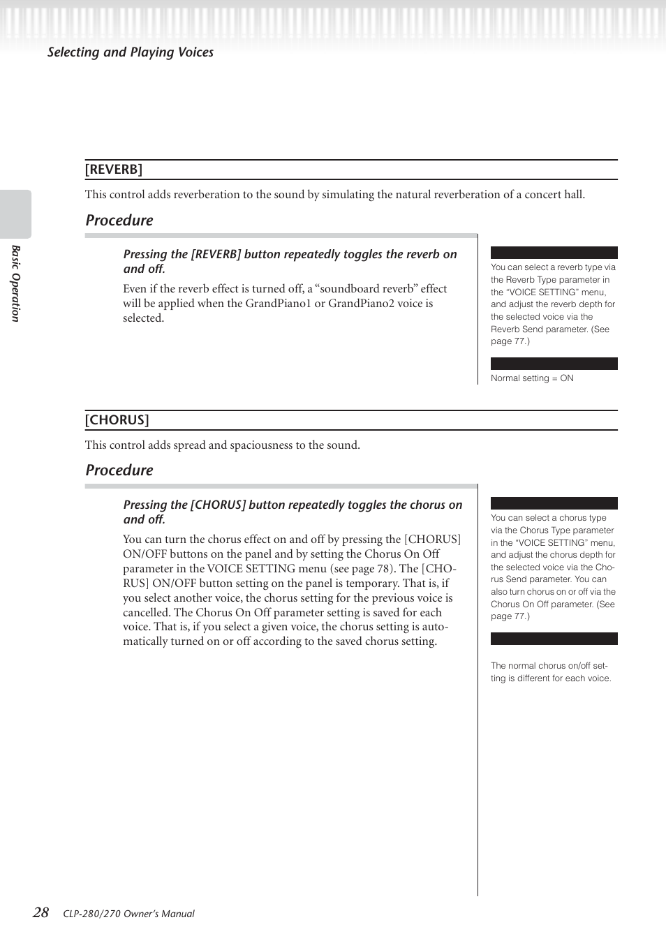 Procedure | Yamaha CLP-280 User Manual | Page 28 / 124