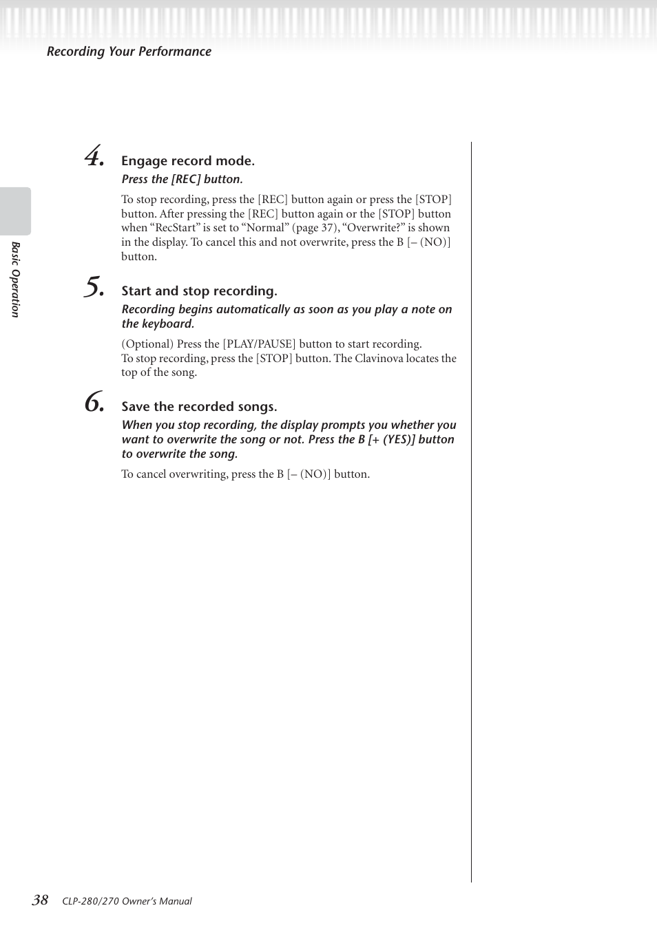 Yamaha CLP-280 User Manual | Page 38 / 124