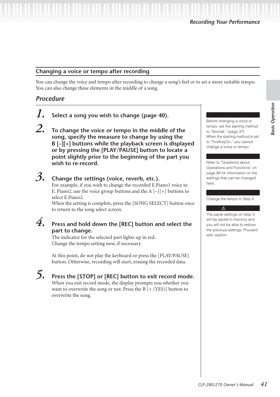 Yamaha CLP-280 User Manual | Page 41 / 124