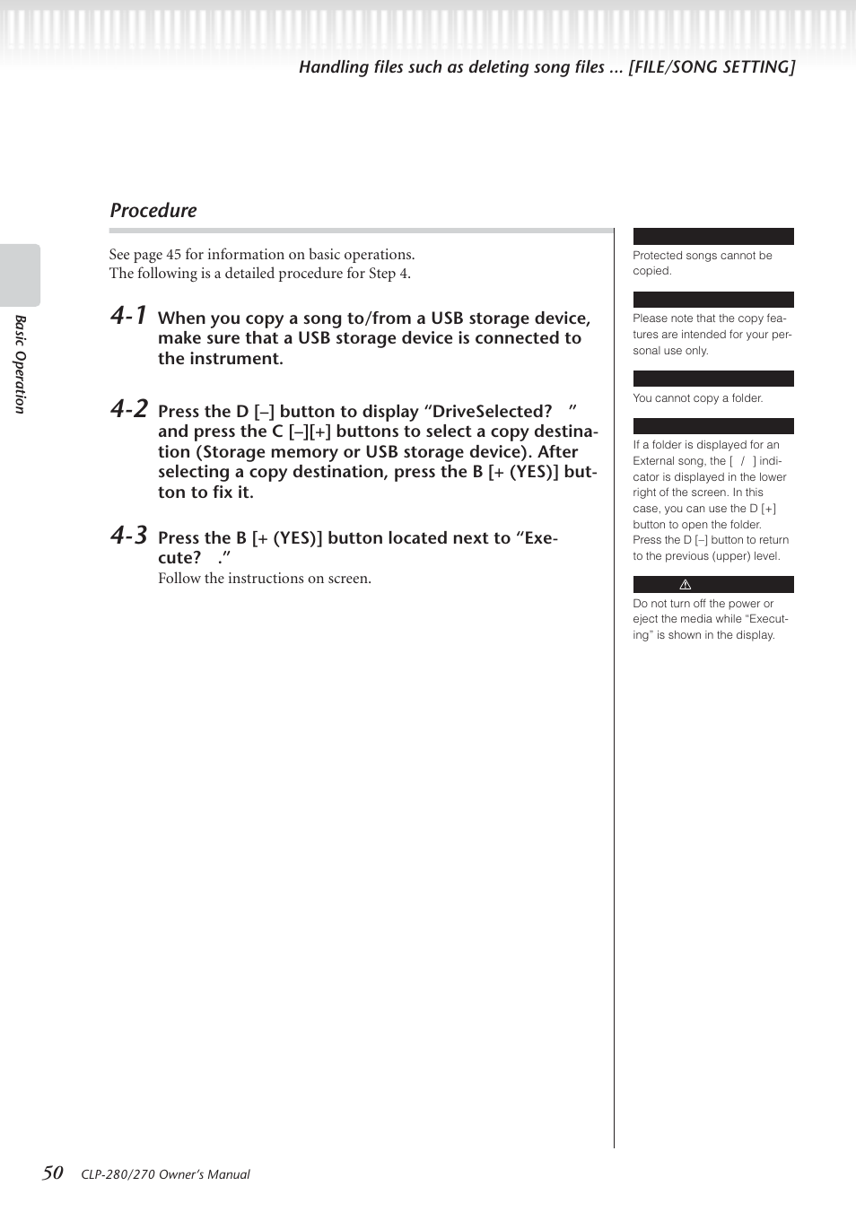 Procedure | Yamaha CLP-280 User Manual | Page 50 / 124