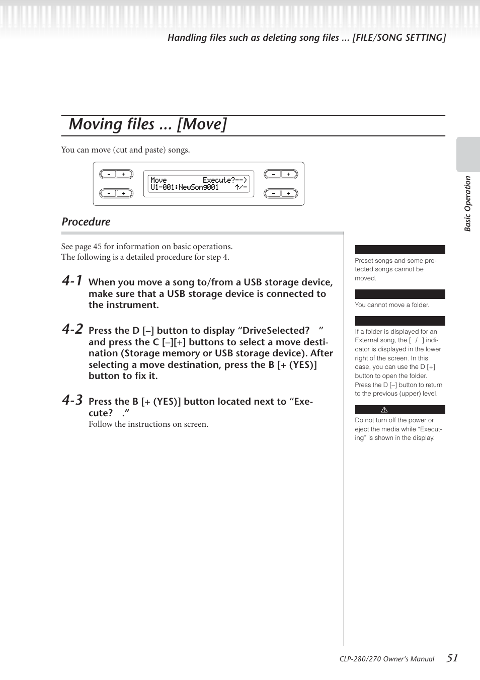 Moving files ... [move, Procedure | Yamaha CLP-280 User Manual | Page 51 / 124