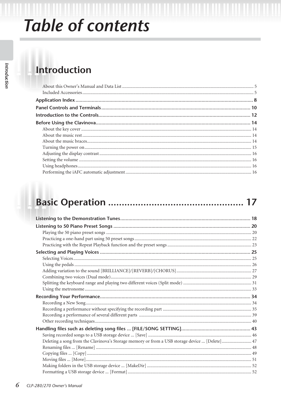 Yamaha CLP-280 User Manual | Page 6 / 124