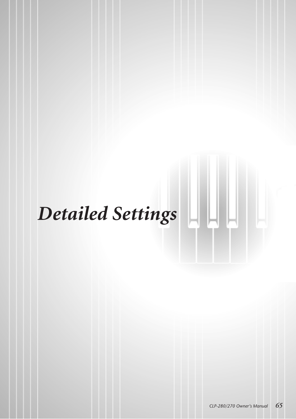 Detailed settings | Yamaha CLP-280 User Manual | Page 65 / 124