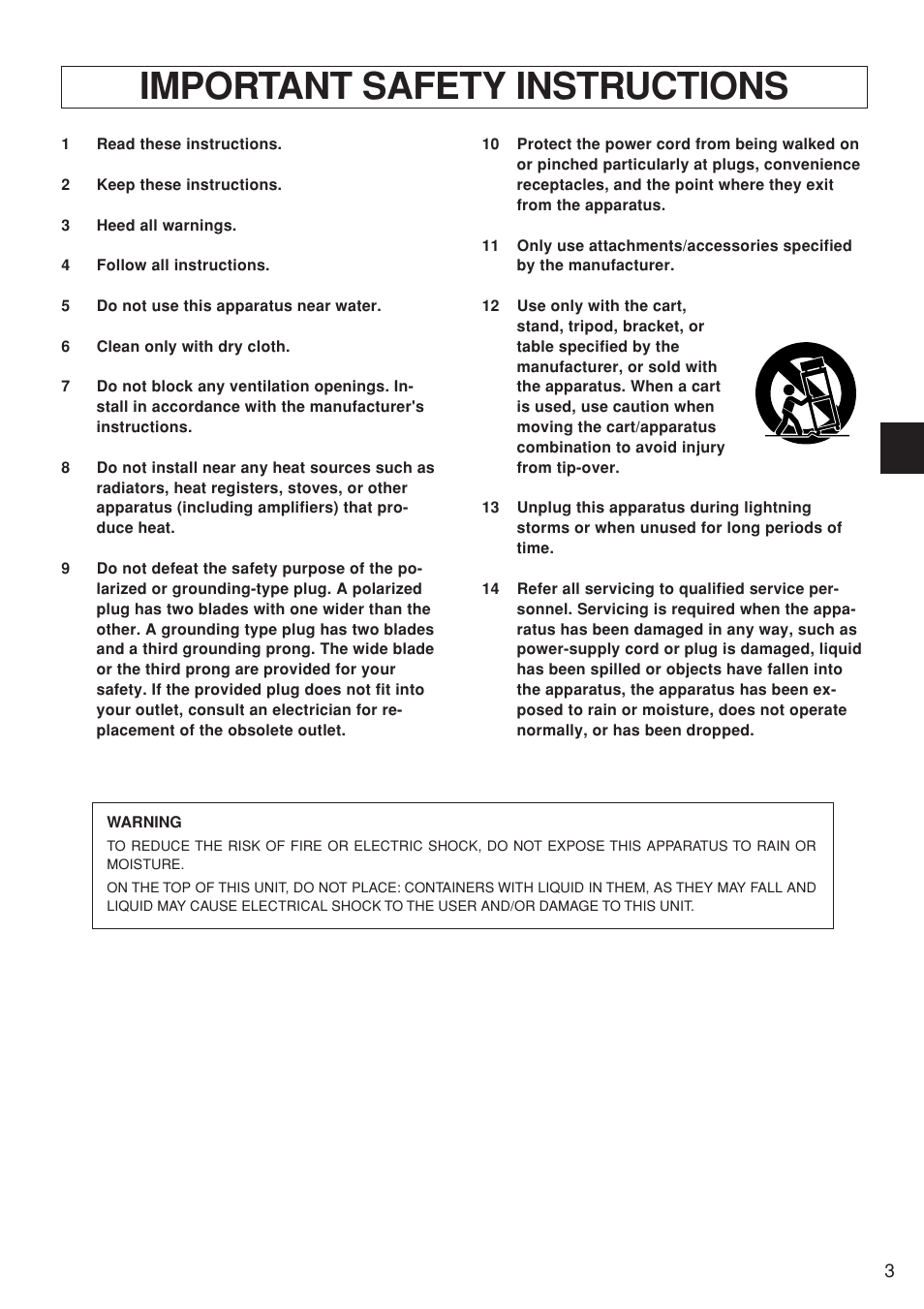 Important safety instructions | Yamaha BBT500-110 User Manual | Page 3 / 21