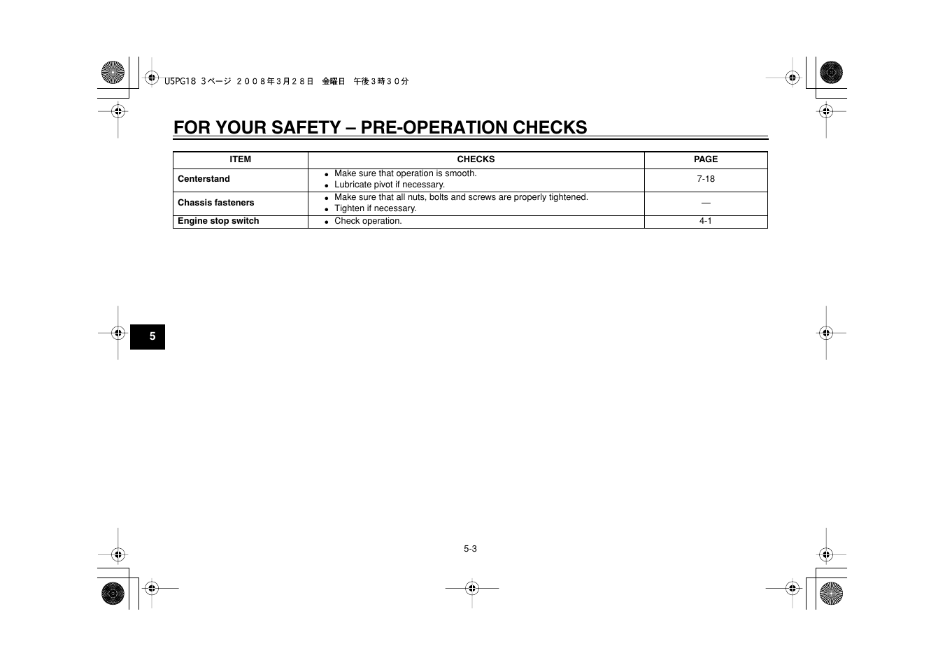 For your safety – pre-operation checks | Yamaha PW50Y User Manual | Page 28 / 72