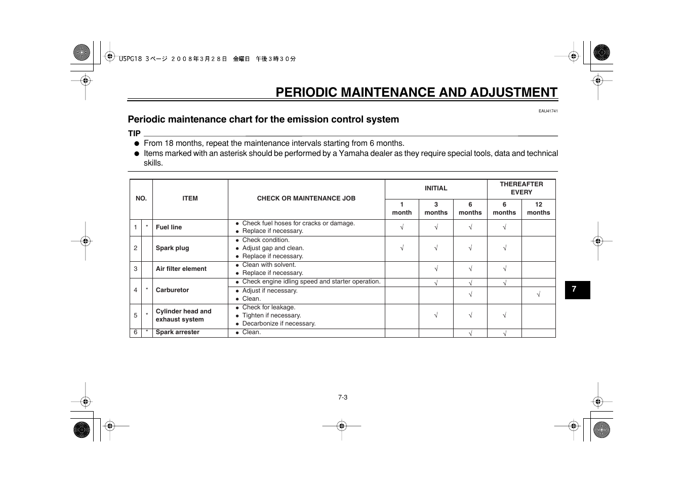 Periodic maintenance and adjustment | Yamaha PW50Y User Manual | Page 35 / 72