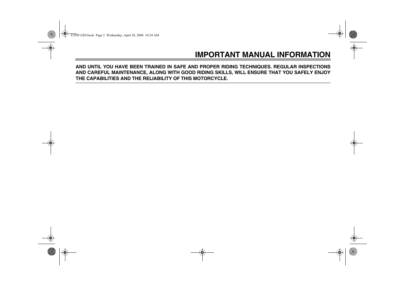 Important manual information | Yamaha FJR1300T(C) User Manual | Page 5 / 100