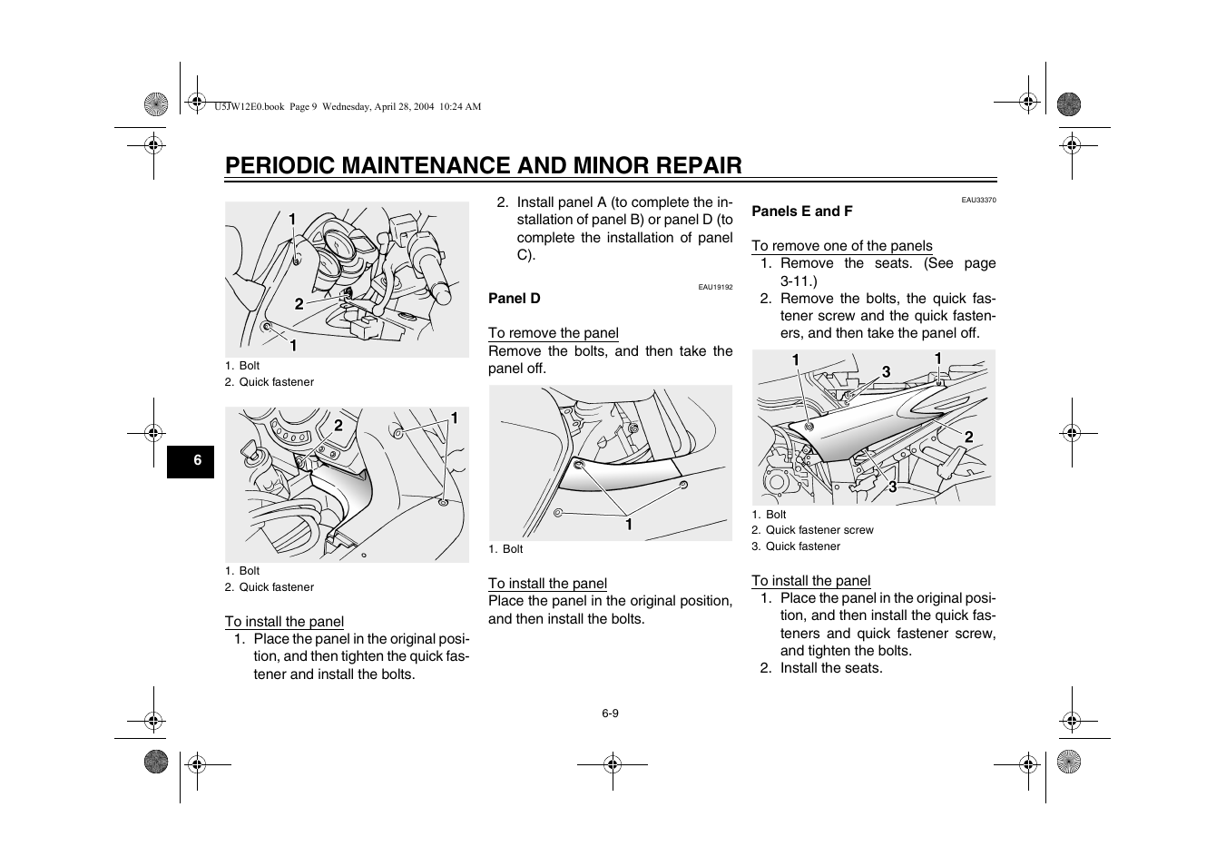 Periodic maintenance and minor repair | Yamaha FJR1300T(C) User Manual | Page 52 / 100