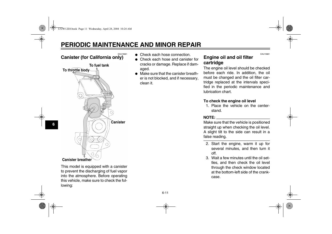 Periodic maintenance and minor repair | Yamaha FJR1300T(C) User Manual | Page 54 / 100