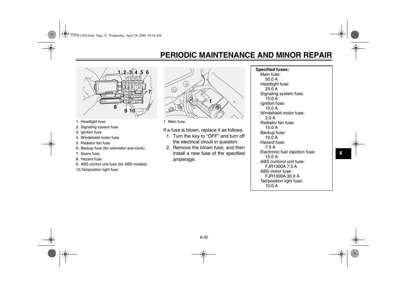 Periodic maintenance and minor repair | Yamaha FJR1300T(C) User Manual | Page 75 / 100