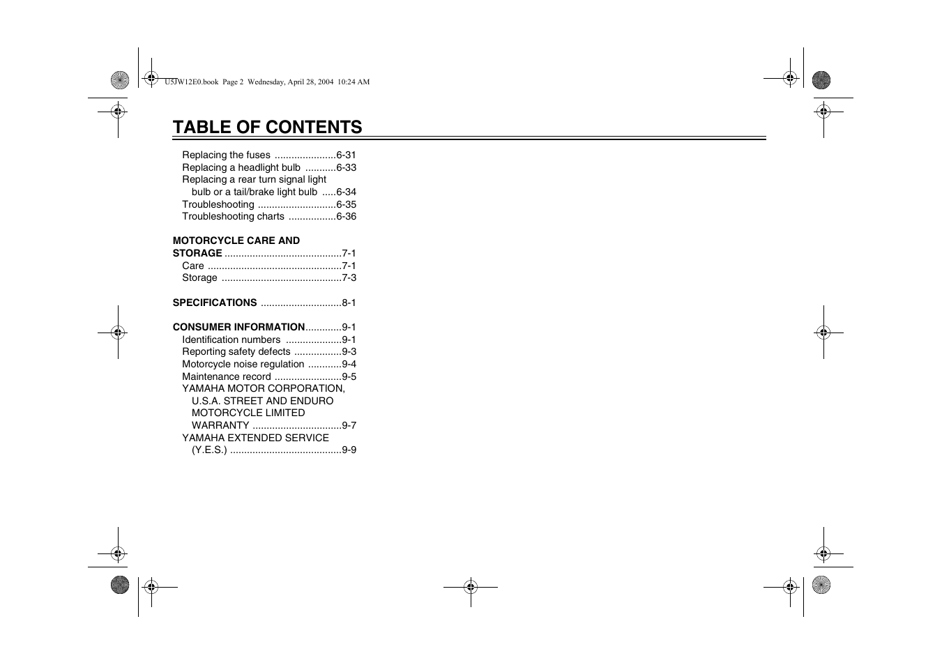 Yamaha FJR1300T(C) User Manual | Page 8 / 100