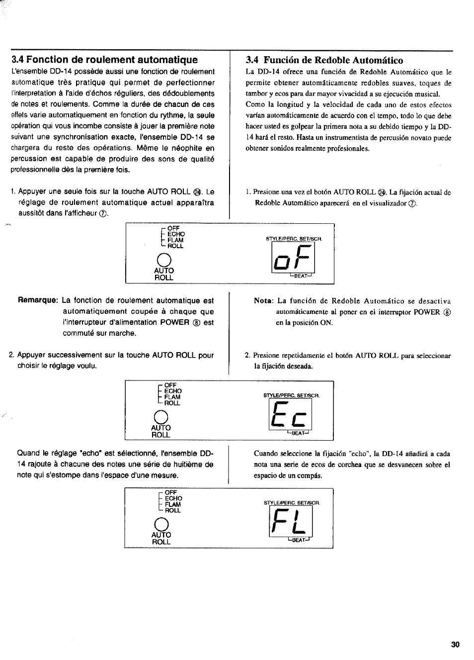 4 fonction de roulenient automatique, 4 función de redoble automático, 4 fonction de roulement automatique | Yamaha DD-14 User Manual | Page 18 / 46