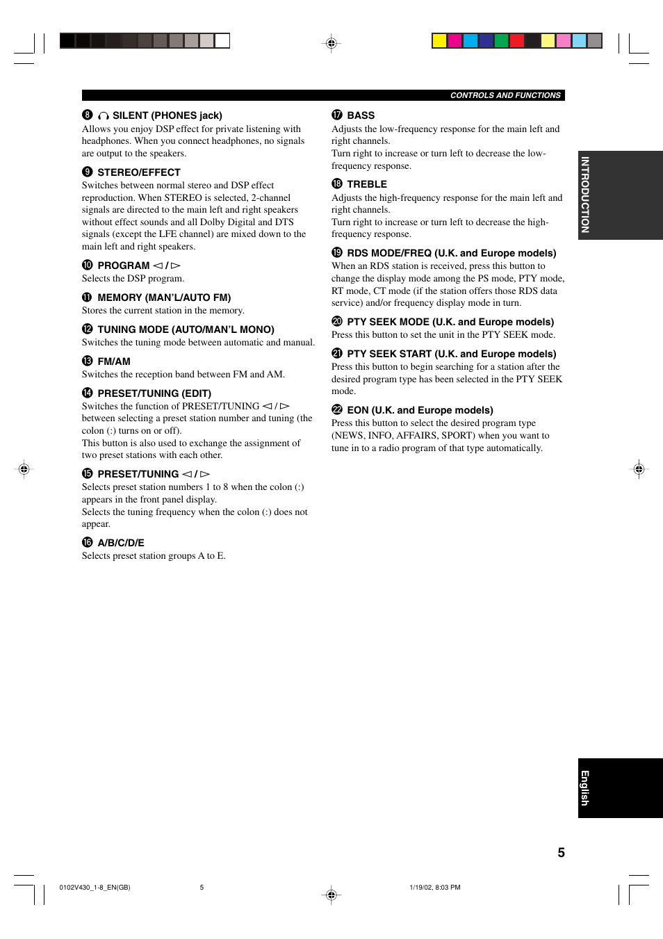 Yamaha RX-V430RDS User Manual | Page 7 / 59
