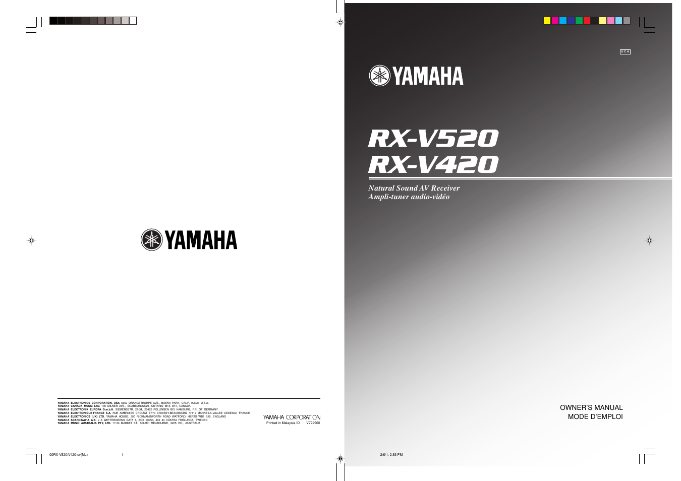 Yamaha RX-V520 User Manual | 69 pages