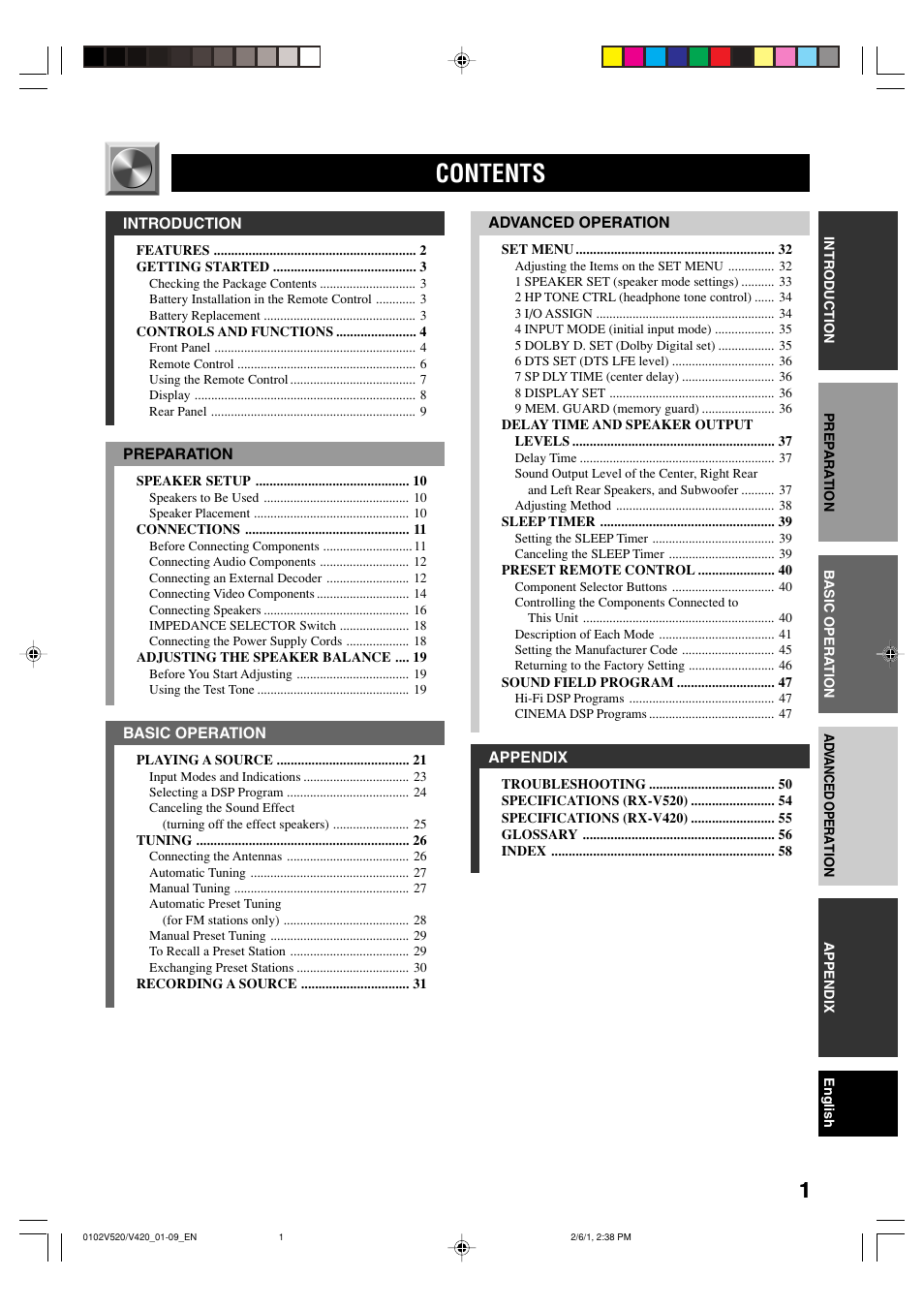 Yamaha RX-V520 User Manual | Page 5 / 69