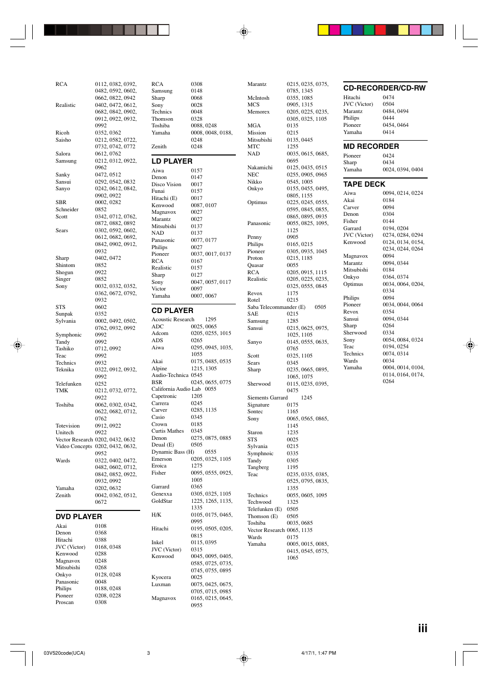 Yamaha RX-V520 User Manual | Page 65 / 69