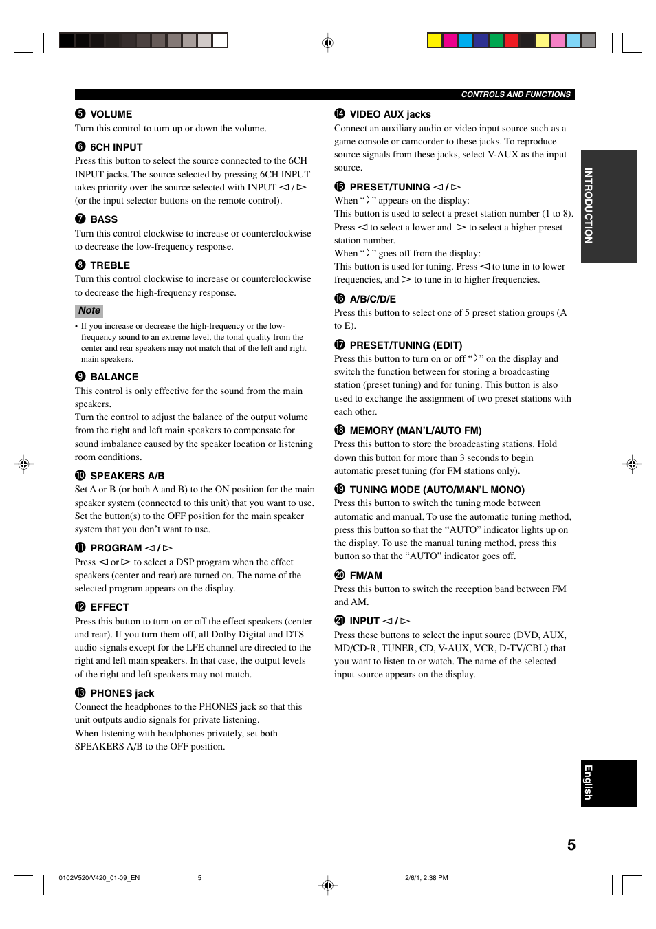 Yamaha RX-V520 User Manual | Page 9 / 69