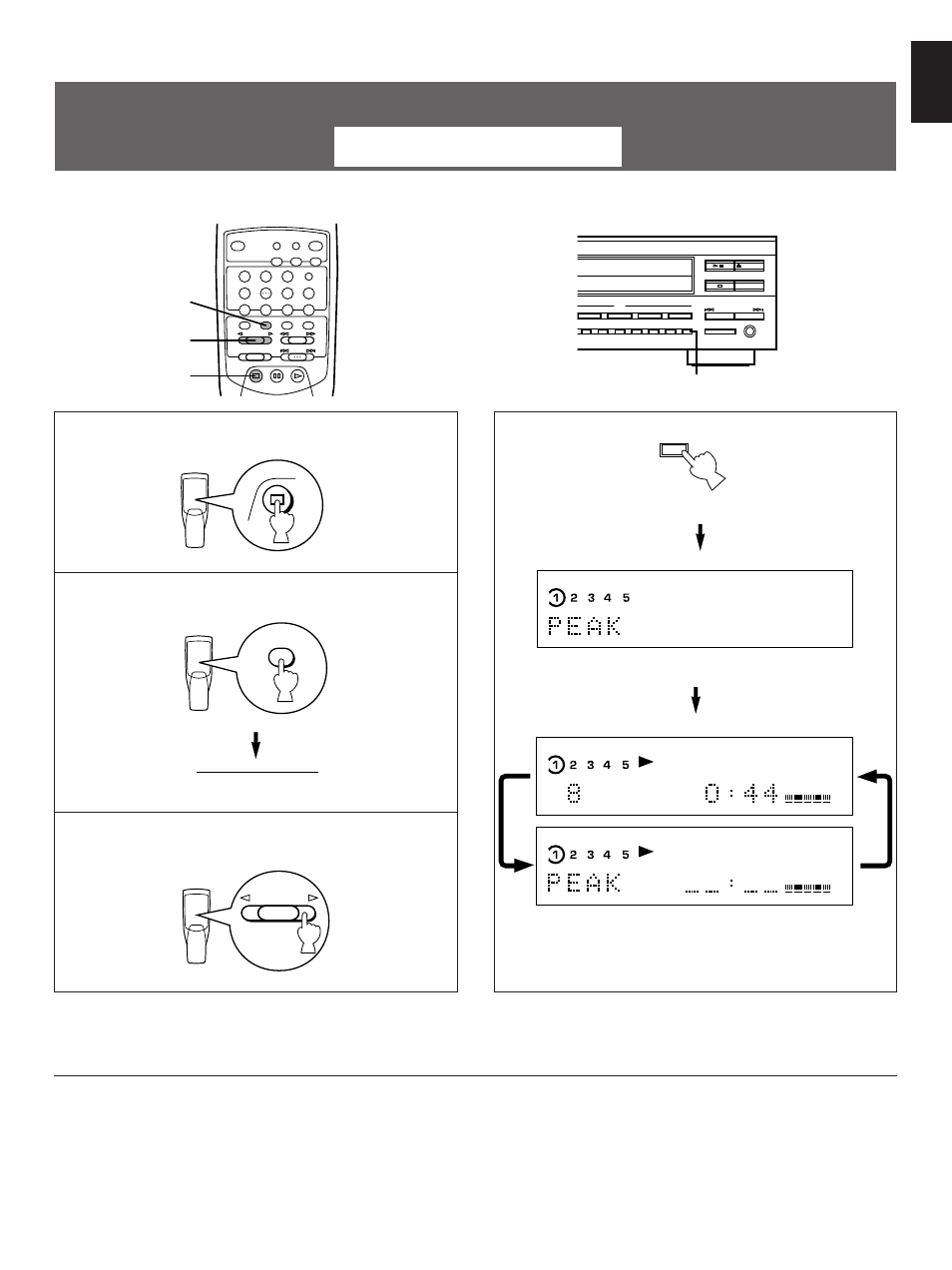 Automatic searching for the peak level on a disc, For cdc-675 only, English | Stop the unit, Select the “1disc” disc play mode, Select the disc, Press the stop button, On the front panel) | Yamaha CDC-675 User Manual | Page 21 / 25