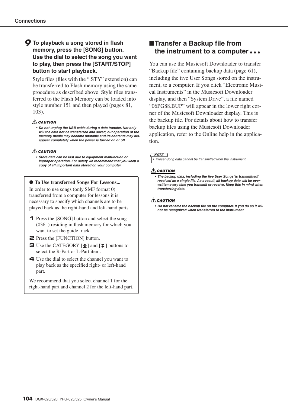 Yamaha DGX-520 User Manual | Page 104 / 142